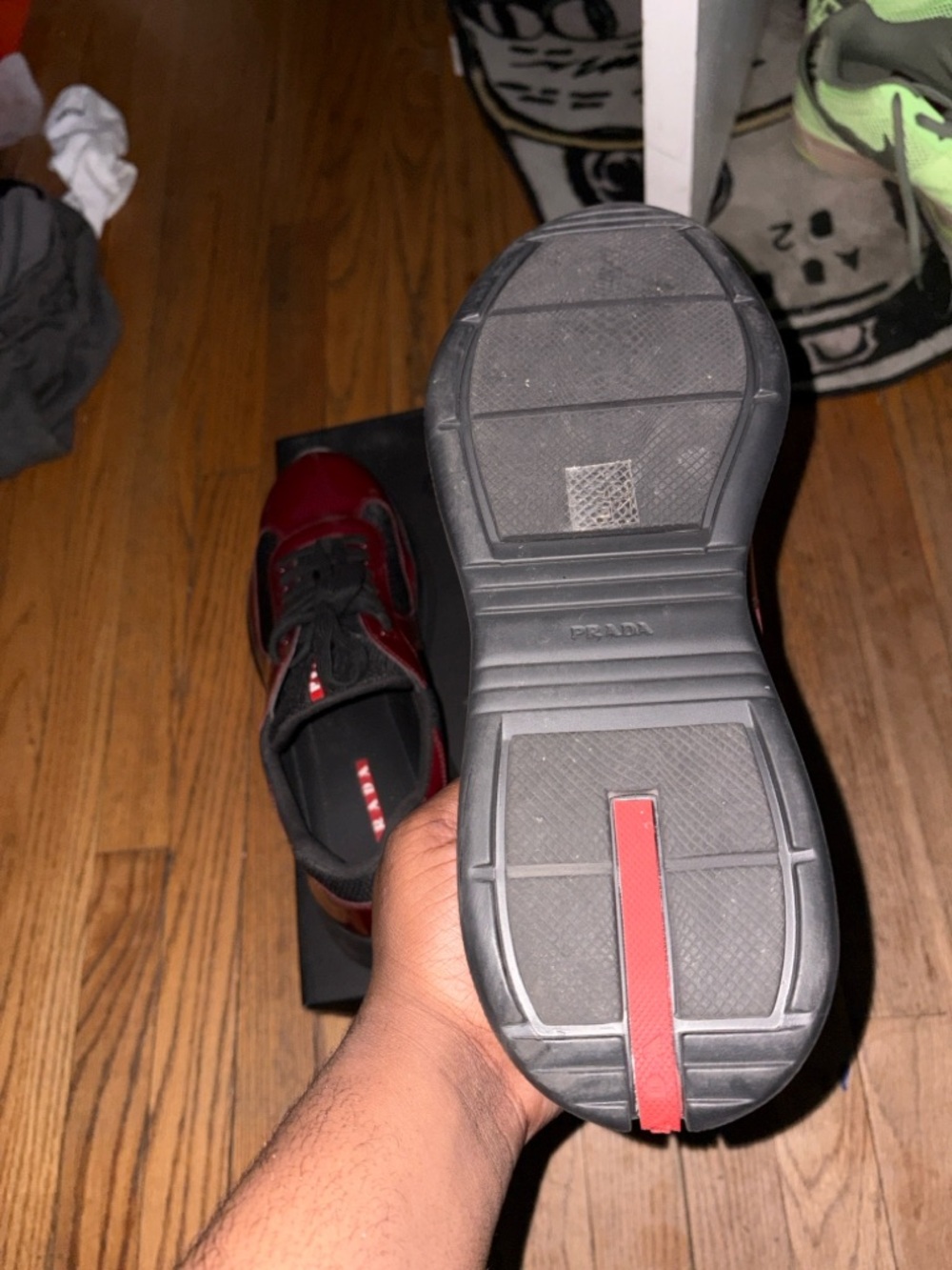 Prada Men’s Bordeaux & Black Sneakers - Picture 2 of 7